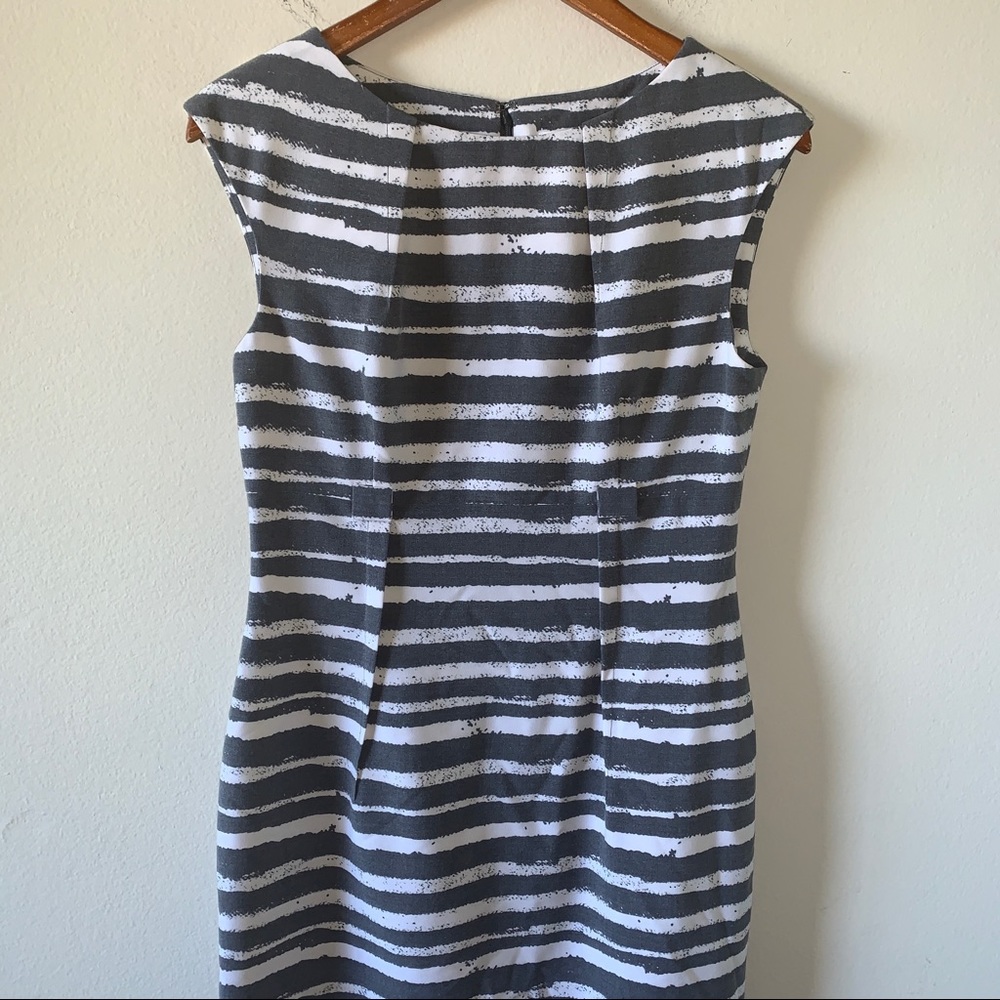 Calvin Klein White & Gray Striped Sheath Dress - Picture 2 of 9